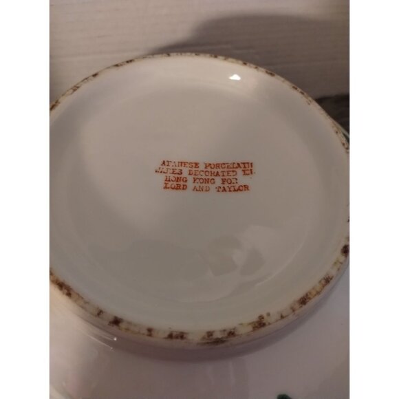 12" Lord & Taylor Japanese Porcelain Bowl With Floral Motif - Picture 7 of 7